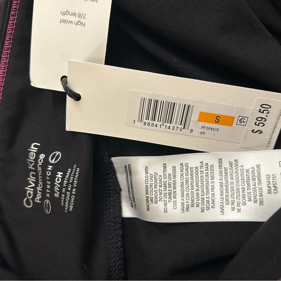Calvin Klein Performance Stretch High Waist 7/8 legging in Black/White Size S - Picture 6 of 8